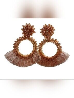 Pink Bead & Tassel Statement Earrings